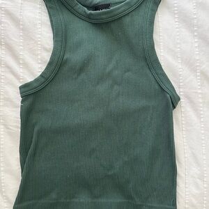 Green Ribbed Tank Top